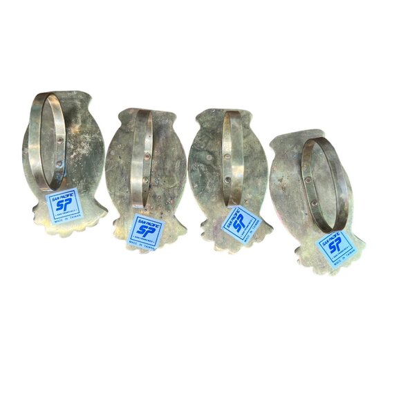 San Pacific Vintage Pineapple Brass Napkin Holders Set of 4 - Picture 5 of 8